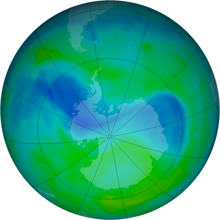 Antarctic ozone map for 19 December 2008